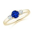 thumbnail image 1 of Angara Natural 0.6 Ct. Blue Sapphire with Diamond Classic Ring in 14K Yellow Gold for Women (Ring Size: 3.5), 1 of 12