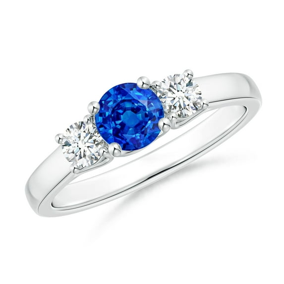 Angara Natural 0.6 Ct. Blue Sapphire with Diamond Classic Ring in Sterling Silver for Women (Ring Size: 9.5)