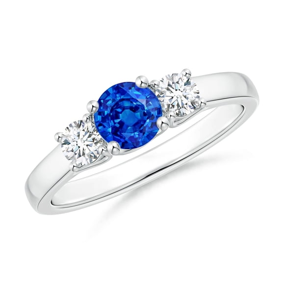 Angara Natural 0.6 Ct. Blue Sapphire with Diamond Classic Ring in Sterling Silver for Women (Ring Size: 9)