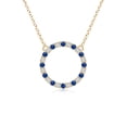 thumbnail image 1 of ANGARA Natural Sapphire and Diamond Open Circle Eternity Pendant in 14K Yellow Gold for Women (Size-2mm) | September Birthstone, Anniversary, Jewelry Gift for Women | Natural Blue Sapphire Necklace, 1 of 7