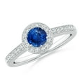 thumbnail image 1 of Angara Natural 0.6 Ct. Blue Sapphire with Diamond Halo Ring in 14K White Gold for Women (Ring Size: 12), 1 of 10
