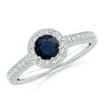 thumbnail image 1 of ANGARA Natural Blue Sapphire Halo Ring with Diamond Accents in 14K White Gold for Women (Size-5mm) | September Birthstone, Birthday, Anniversary, Jewelry Gift for Women | Natural Blue Sapphire Ring, 1 of 9