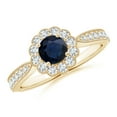 thumbnail image 1 of ANGARA Natural Vintage Inspired Sapphire Milgrain Ring with Diamond Halo in 14K Yellow Gold for Women (Size-5mm) | September Birthstone, Anniversary, Jewelry Gift for Women | Natural Sapphire Ring, 1 of 10