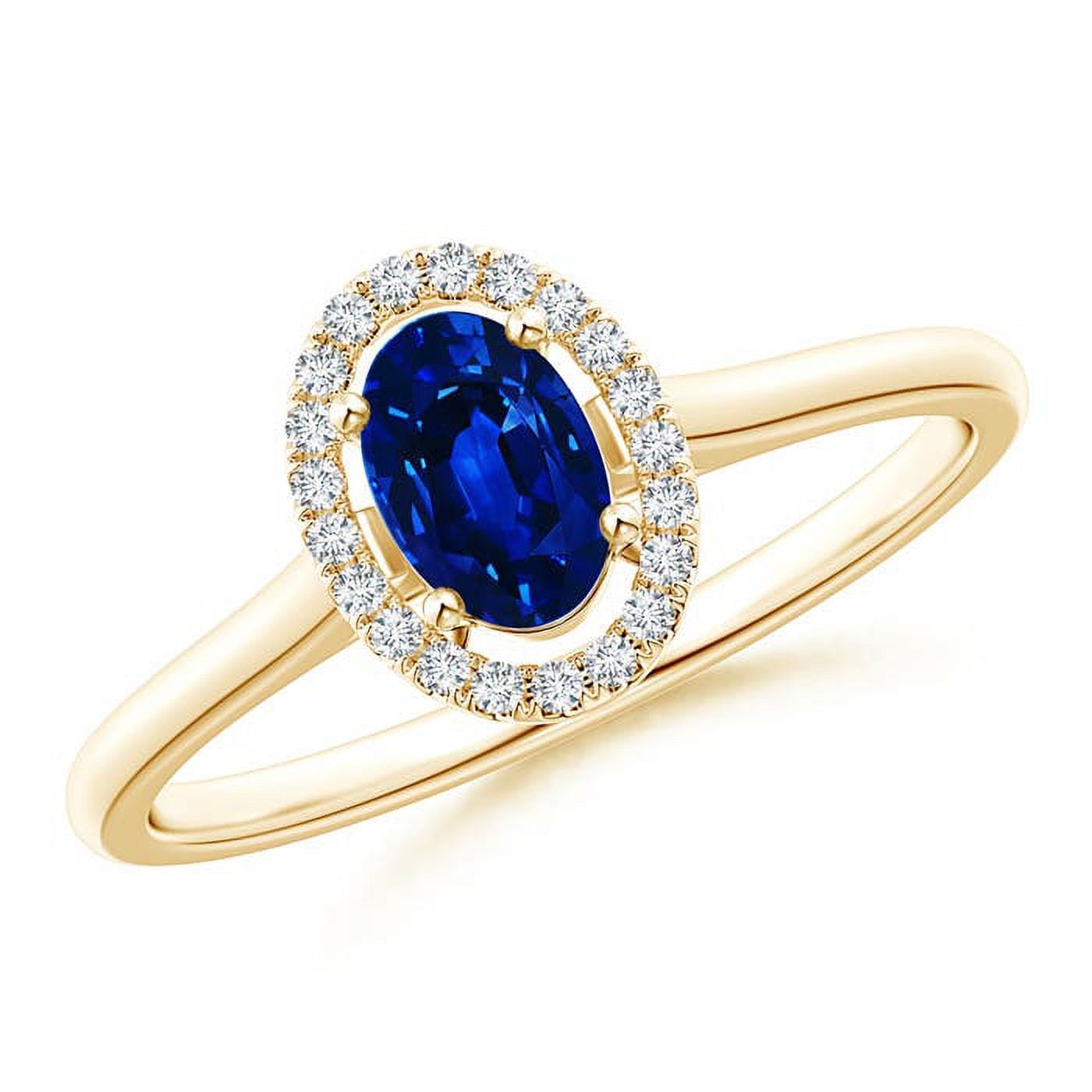 Angara Natural 0.6 Ct. Blue Sapphire with Diamond Halo Ring in 14K ...