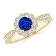 thumbnail image 1 of ANGARA Natural Vintage Inspired Sapphire Milgrain Ring with Diamond Halo in 14K Yellow Gold for Women (Size-5mm) | September Birthstone, Anniversary, Jewelry Gift for Women | Natural Sapphire Ring, 1 of 10