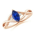 thumbnail image 1 of Angara Natural 0.6 Ct. Blue Sapphire with Diamond Infinity Ring in 14K Rose Gold for Women (Ring Size: 3), 1 of 10