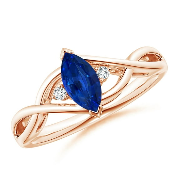 Angara Natural 0.6 Ct. Blue Sapphire with Diamond Infinity Ring in 14K Rose Gold for Women (Ring Size: 3)