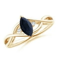 thumbnail image 1 of ANGARA Natural Blue Sapphire Engagement Ring with Diamonds in 14K Yellow Gold for Women (Size-8x4mm) | September Birthstone, Anniversary, Jewelry Gift for Women | Natural Sapphire Ring, 1 of 10