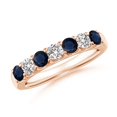 thumbnail image 1 of Angara Natural 0.6 Ct. Blue Sapphire with Diamond Non Eternity Ring in 14K Rose Gold for Women (Ring Size: 11.5), 1 of 11