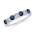 thumbnail image 1 of Angara Natural 0.6 Ct. Blue Sapphire with Diamond Non Eternity Ring in 14K White Gold for Women (Ring Size: 11.5), 1 of 11