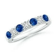thumbnail image 1 of Angara Natural 0.6 Ct. Blue Sapphire with Diamond Non Eternity Ring in 14K White Gold for Women (Ring Size: 3.5), 1 of 11