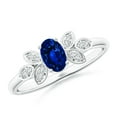 thumbnail image 1 of ANGARA Natural Vintage Style Oval Blue Sapphire Ring with Diamond Accents in 14K White Gold for Women (Size-6x4mm) | September Birthstone, Anniversary, Jewelry Gift for Women | Natural Sapphire Ring, 1 of 8