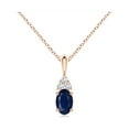 thumbnail image 1 of ANGARA Natural Oval Sapphire Solitaire Pendant with Trio Diamond in 14K Rose Gold for Women (Size-6x4mm) | September Birthstone, Anniversary, Jewelry Gift for Women | Natural Blue Sapphire Necklace, 1 of 8