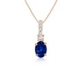 thumbnail image 1 of ANGARA Natural Oval Blue Sapphire Pendant with Diamond Bale in 14K Rose Gold for Women (Size-6x4mm) | September Birthstone, Anniversary, Jewelry Gift for Women | Natural Blue Sapphire Necklace, 1 of 7