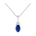thumbnail image 1 of ANGARA Natural Sapphire Solitaire Pendant with Trio Diamond in 925 Sterling Silver for Women (Size-6x4mm) | September Birthstone, Anniversary, Jewelry Gift for Women | Natural Blue Sapphire Necklace, 1 of 8