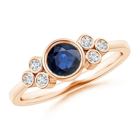 Angara Natural 0.6 Ct. Blue Sapphire with Diamond Solitaire Ring in 14K Rose Gold for Women (Ring Size: 11.5)