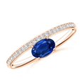 thumbnail image 1 of Angara Natural 0.6 Ct. Blue Sapphire with Diamond Solitaire Ring in 14K Rose Gold for Women (Ring Size: 11.5), 1 of 10