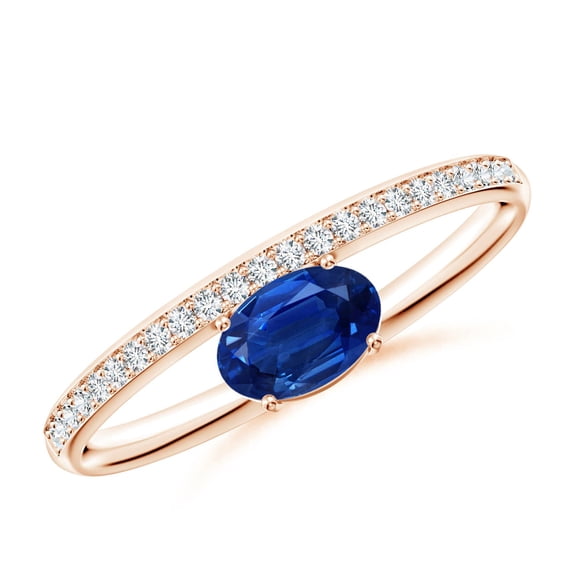 Angara Natural 0.6 Ct. Blue Sapphire with Diamond Solitaire Ring in 14K Rose Gold for Women (Ring Size: 11.5)