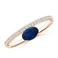 thumbnail image 1 of Angara Natural 0.6 Ct. Blue Sapphire with Diamond Solitaire Ring in 14K Rose Gold for Women (Ring Size: 3), 1 of 10