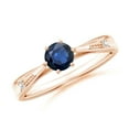 thumbnail image 1 of ANGARA Natural Tapered Shank Blue Sapphire Solitaire Ring with Diamonds in 14K Rose Gold for Women (Size-5mm) | September Birthstone, Anniversary, Jewelry Gift for Women | Natural Blue Sapphire Ring, 1 of 8