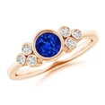 thumbnail image 1 of ANGARA Natural Vintage Style Round Blue Sapphire Ring with Diamond Trio in 14K Rose Gold for Women (Size-5mm) | September Birthstone, Anniversary, Jewelry Gift for Women | Natural Blue Sapphire Ring, 1 of 9