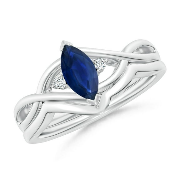 Angara Natural 0.6 Ct. Blue Sapphire with Diamond Solitaire Ring in 14K White Gold for Women (Ring Size: 11.5)