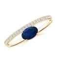 thumbnail image 1 of Angara Natural 0.6 Ct. Blue Sapphire with Diamond Solitaire Ring in 14K Yellow Gold for Women (Ring Size: 3.5), 1 of 10