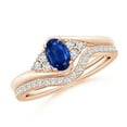 thumbnail image 1 of ANGARA Natural Oval Blue Sapphire Bypass Bridal Set with Diamonds in 14K Rose Gold for Women (Size-6x4mm) | September Birthstone, Anniversary, Jewelry Gift for Women | Natural Blue Sapphire Ring, 1 of 10