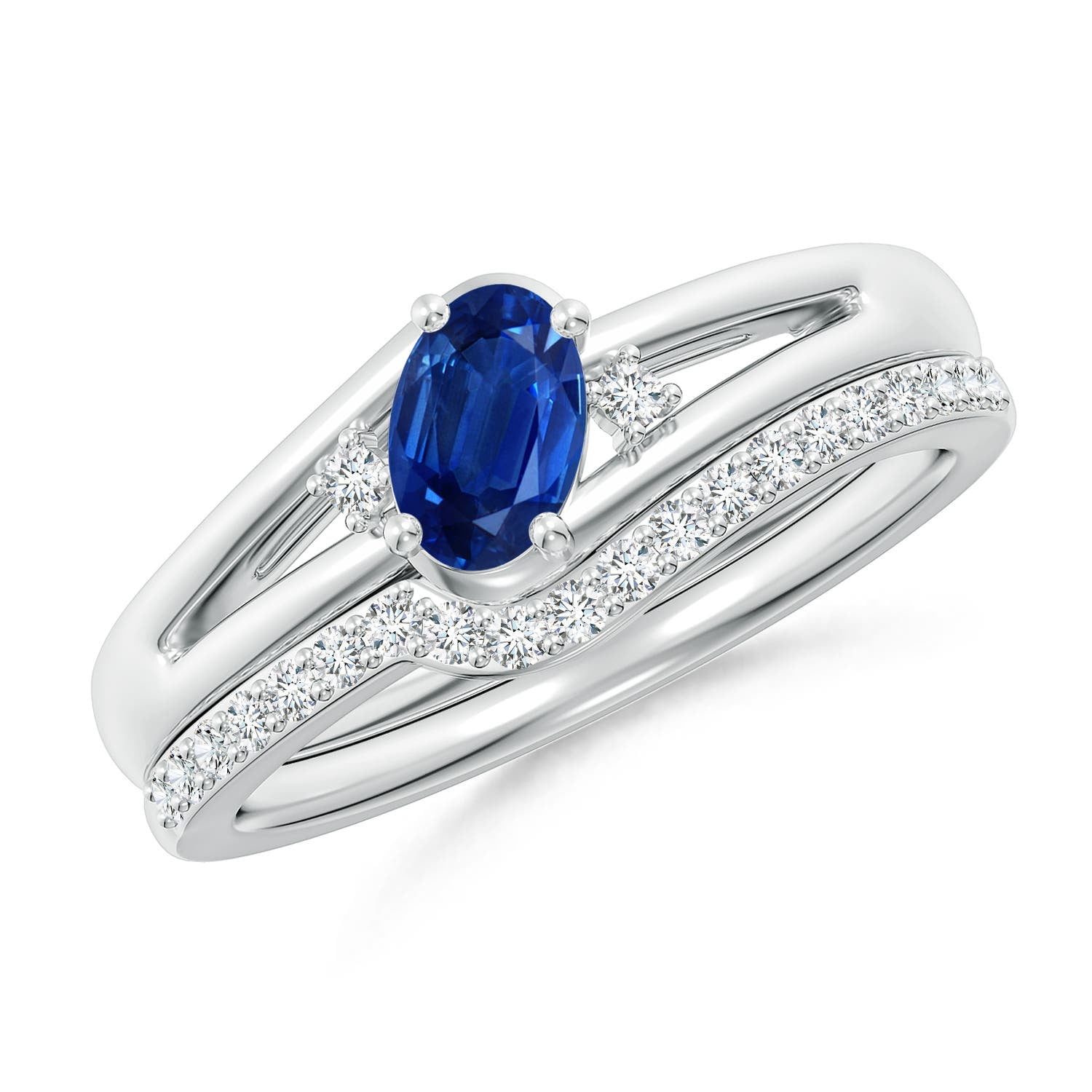 Angara Natural 0.6 Ct. Blue Sapphire with Diamond Solitaire Wedding ...