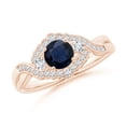 thumbnail image 1 of Angara Natural 0.6 Ct. Blue Sapphire with Diamond Vintage Inspired Ring in 14K Rose Gold for Women (Ring Size: 11.5), 1 of 10