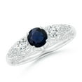thumbnail image 1 of Angara Natural 0.6 Ct. Blue Sapphire with Diamond Vintage Inspired Ring in 14K White Gold for Women (Ring Size: 3.5), 1 of 10
