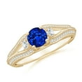 thumbnail image 1 of Angara Natural 0.6 Ct. Blue Sapphire with Diamond Vintage Inspired Ring in 14K Yellow Gold for Women (Ring Size: 12), 1 of 10