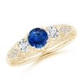 thumbnail image 1 of Angara Natural 0.6 Ct. Blue Sapphire with Diamond Vintage Inspired Ring in 14K Yellow Gold for Women (Ring Size: 3), 1 of 10