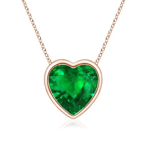 ANGARA Natural Bezel-Set Solitaire Heart Emerald Pendant in 14K Rose Gold for Women (Size-6mm) | May Birthstone, Birthday, Anniversary, Jewelry Gift for Women | Natural Emerald Necklace