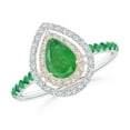 thumbnail image 1 of ANGARA Natural Pear-Shaped Emerald Two Tone Ring with Double Halo in 14K White & Rose Gold for Women (Size-7x5mm) | May Birthstone, Anniversary, Jewelry Gift for Women | Natural Emerald Ring, 1 of 9