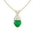 thumbnail image 1 of ANGARA Natural Solitaire Heart Emerald Pendant with Twisted Diamond Bale in 14K Yellow Gold for Women (Size-6mm) | May Birthstone, Anniversary, Jewelry Gift for Women | Natural Emerald Necklace, 1 of 10
