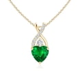 thumbnail image 1 of ANGARA Natural Solitaire Heart Emerald Pendant with Twisted Diamond Bale in 14K Yellow Gold for Women (Size-6mm) | May Birthstone, Anniversary, Jewelry Gift for Women | Natural Emerald Necklace, 1 of 10