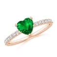 thumbnail image 1 of ANGARA Natural 3-Prong-Set Heart Emerald Ring With Diamond Accents in 14K Rose Gold for Women (Size-6mm) | May Birthstone, Birthday, Anniversary, Jewelry Gift for Women | Natural Emerald Ring, 1 of 9