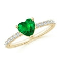 thumbnail image 1 of ANGARA Natural 3-Prong-Set Heart Emerald Ring With Diamond Accents in 14K Yellow Gold for Women (Size-6mm) | May Birthstone, Birthday, Anniversary, Jewelry Gift for Women | Natural Emerald Ring, 1 of 9