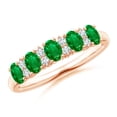 thumbnail image 1 of Angara Natural 0.6 Ct. Emerald with Diamond Non Eternity Wedding Band in 14K Rose Gold for Women (Ring Size: 11.5), 1 of 9