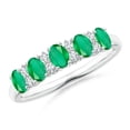 thumbnail image 1 of ANGARA Natural Five Stone Emerald and Diamond Wedding Ring in 14K White Gold for Women (Size-4x3mm) | May Birthstone, Birthday, Anniversary, Jewelry Gift for Women | Natural Emerald Ring, 1 of 11