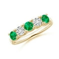 thumbnail image 1 of ANGARA Natural Half Eternity 5 Stone Emerald and Diamond Wedding Band in 14K Yellow Gold for Women (Size-3.8mm) | May Birthstone, Birthday, Anniversary, Jewelry Gift for Women | Natural Emerald Ring, 1 of 9