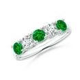 thumbnail image 1 of Angara Natural 0.6 Ct. Emerald with Diamond Non Eternity Wedding Band in Sterling Silver for Women (Ring Size: 12), 1 of 10