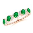 thumbnail image 1 of ANGARA Natural Five Stone Oval Emerald Swirl Ring with Diamonds in 14K Rose Gold for Women (Size-4x3mm) | May Birthstone, Birthday, Anniversary, Jewelry Gift for Women | Natural Emerald Ring, 1 of 10
