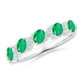 thumbnail image 1 of ANGARA Natural Five Stone Oval Emerald Swirl Ring with Diamonds in 14K White Gold for Women (Size-4x3mm) | May Birthstone, Birthday, Anniversary, Jewelry Gift for Women | Natural Emerald Ring, 1 of 9