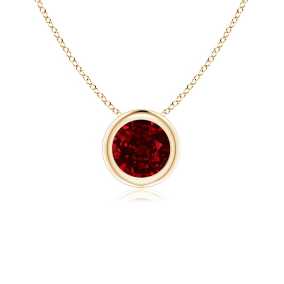 ANGARA Natural Bezel-Set Round Ruby Solitaire Pendant in 14K Yellow Gold for Women (Size-5mm) | July Birthstone, Birthday, Anniversary, Jewelry Gift for Women | Natural Ruby Necklace