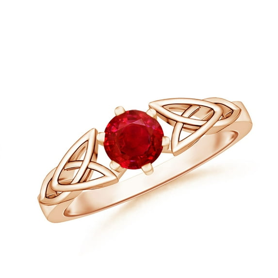 ANGARA Natural Solitaire Round Ruby Celtic Knot Engagement Ring in 14K Rose Gold for Women (Size-5mm) | July Birthstone, Birthday, Anniversary, Jewelry Gift for Women | Natural Ruby Ring
