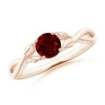 thumbnail image 1 of ANGARA Natural Nature Inspired Ruby Crossover Engagement Ring with Leaf Motifs in 14K Rose Gold for Women (Size-5mm) | July Birthstone, Anniversary, Jewelry Gift for Women | Natural Ruby Ring, 1 of 9