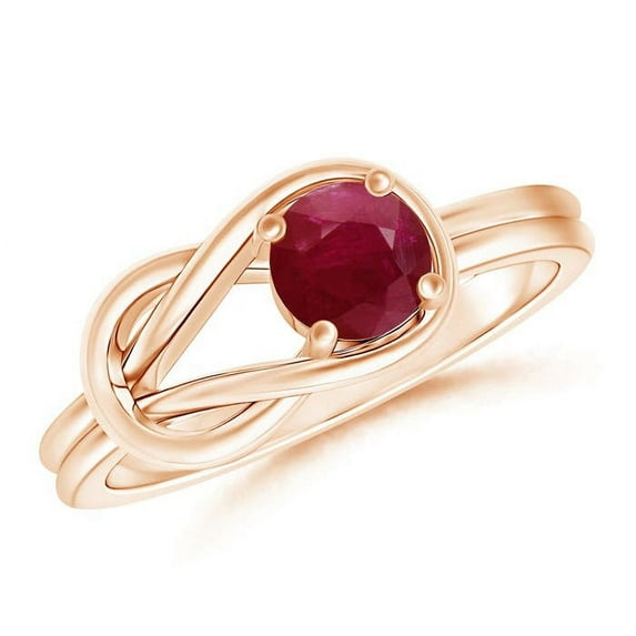 ANGARA Natural Solitaire Ruby Infinity Knot Ring in 14K Rose Gold for Women (Size-5mm) | July Birthstone, Birthday, Anniversary, Jewelry Gift for Women | Natural Ruby Ring