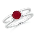 thumbnail image 1 of ANGARA Natural Ruby Solitaire Parallel Split Shank Engagement Ring in 14K White Gold for Women (Size-5mm) | July Birthstone, Birthday, Anniversary, Jewelry Gift for Women | Natural Ruby Ring, 1 of 9
